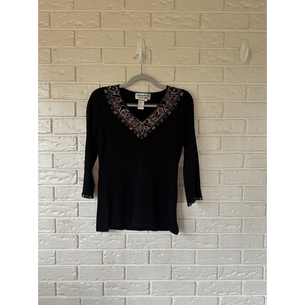 Joseph A Women's Top Black That 70's Show Donna Inspired Beaded, Size Small